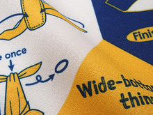 画像をギャラリービューアに読み込む, 風呂敷 ふろしき 73cm 二巾 With結 紺 からし オフホワイト 英語表記の様々な結び方柄 日本製 再生ポリエステル使用 コンパクト おしゃれ ギフト プレゼント 贈り物 お洒落 エコバック フロシキ 英語 オールシーズン ネコポス発送可能