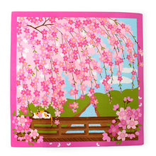 画像をギャラリービューアに読み込む, 風呂敷 綿小ふろしき 50cm 中巾 花見 桜 ねこ 4月 ピンク色 小さい 日本製 綿100% お弁当 弁当包み コットン 三毛猫みけの夢日記 コンパクト おしゃれ ギフト プレゼント 贈り物 お洒落 エコバック フロシキ オールシーズン 風景 猫 ネコポス発送可能