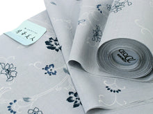 画像をギャラリービューアに読み込む, 東レ セオα 仕立て付 夏物 単衣 ゆかた 洗える 浴衣 反物 夏 レディース フルオーダー 夏着物 青 グレー 花唐草 TORAY CEOα 月華美人 和装 和服 女性 送料無料