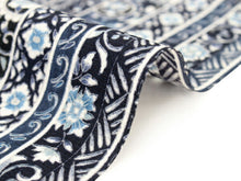 画像をギャラリービューアに読み込む, 東レ セオα 仕立て付 夏物 単衣 ゆかた 洗える 浴衣 反物 夏 レディース フルオーダー 夏着物 紺色 縦縞 花唐草 TORAY CEOα 月華美人 和装 和服 女性 送料無料