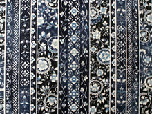 画像をギャラリービューアに読み込む, 東レ セオα 仕立て付 夏物 単衣 ゆかた 洗える 浴衣 反物 夏 レディース フルオーダー 夏着物 紺色 縦縞 花唐草 TORAY CEOα 月華美人 和装 和服 女性 送料無料