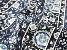 画像をギャラリービューアに読み込む, 東レ セオα 仕立て付 夏物 単衣 ゆかた 洗える 浴衣 反物 夏 レディース フルオーダー 夏着物 紺色 縦縞 花唐草 TORAY CEOα 月華美人 和装 和服 女性 送料無料