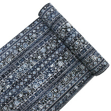 画像をギャラリービューアに読み込む, 東レ セオα 仕立て付 夏物 単衣 ゆかた 洗える 浴衣 反物 夏 レディース フルオーダー 夏着物 紺色 縦縞 花唐草 TORAY CEOα 月華美人 和装 和服 女性 送料無料