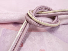 画像をギャラリービューアに読み込む, 洗える着物 コーディネートセット Mサイズ 単衣 濃紫 露芝 桜 うさぎ 着物 緑 波 名古屋帯 薄紫 正絹帯揚げ帯締め 4点セット 小紋 レディース 女性 着物 帯 帯あげ 帯〆 プレタ 和装 和服