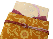 画像をギャラリービューアに読み込む, 洗える着物 コーディネートセット Lサイズ 単衣 ベージュ 道長取り 菊 着物 黄色 花 名古屋帯 赤 正絹帯揚げ帯締め 4点セット 小紋 レディース 女性 着物 帯 帯あげ 帯〆 プレタ 和装 和服