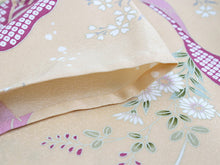 画像をギャラリービューアに読み込む, 洗える着物 コーディネートセット Lサイズ 単衣 ベージュ 道長取り 菊 着物 黄色 花 名古屋帯 赤 正絹帯揚げ帯締め 4点セット 小紋 レディース 女性 着物 帯 帯あげ 帯〆 プレタ 和装 和服