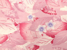 画像をギャラリービューアに読み込む, 洗える着物 セミオーダー付き 反物 単品 みすゞうた ピンク 葉 桔梗 可愛い ポップ 柄 レディース 女性 小紋 和装 和服 XS S M L XL サイズ 広幅 クイーンサイズ 袷 単衣 羽織 コート 送料無料