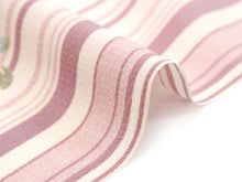 画像をギャラリービューアに読み込む, 洗える着物 セミオーダー付き 反物 単品 金子みすゞ みすゞうた ベージュピンク 縞 椿 XS・S・M・L・XLサイズから選べる 上品 かわいい レディース 女性 小紋 和装 和服 袷 単衣 きもの 羽織 コート 送料無料