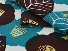 画像をギャラリービューアに読み込む, 洗える着物 セミオーダー付き 反物 単品 金子みすゞ みすゞうた 青 緑 椿 葉 XS・S・M・L・XLサイズから選べる 上品 かわいい レディース 女性 小紋 和装 和服 袷 単衣 きもの 羽織 コート 送料無料