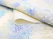 画像をギャラリービューアに読み込む, 洗える着物 セミオーダー付き 反物 単品 夏物 縦絽 金子みすゞ みすゞうた 白地 青 花 XS・S・M・L・XLサイズから選べる 上品 かわいい レディース 女性 小紋 和装 和服 袷 単衣 きもの 羽織 コート 送料無料