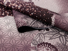 画像をギャラリービューアに読み込む, 洗える着物 反物 セミオーダー 仕立て付 市田ひろみ 袷 単衣 濃紫 雪輪 麻の葉 XS S M L XL 和装 和服 女性 レディース 小紋 市田ひろみ好み 送料無料 きもの 羽織 コート ポリエステル 京都