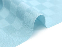画像をギャラリービューアに読み込む, 着物 洗える着物 フルオーダー 仕立て付 水色 丸 市松格子 東レシルック 反物 和装 和服 袷 単衣 春 秋 冬 レディース 女性 小紋 きもの 羽織 コート カジュアル 上品 TORAY sillook 送料無料