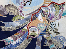 画像をギャラリービューアに読み込む, お宮参り 産着 男の子 紺 兜 扇 束ね熨斗 着物 長襦袢 セット 古典 七五三 3歳 5歳 青 祝着 のしめ うぶぎ 和装 和服 正装