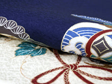 画像をギャラリービューアに読み込む, お宮参り 産着 男の子 紺 兜 扇 束ね熨斗 着物 長襦袢 セット 古典 七五三 3歳 5歳 青 祝着 のしめ うぶぎ 和装 和服 正装