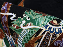 画像をギャラリービューアに読み込む, お宮参り 産着 男の子 黒 龍 兜 小槌 着物 長襦袢 セット 古典 七五三 3歳 5歳 祝着 のしめ うぶぎ 和装 和服 正装