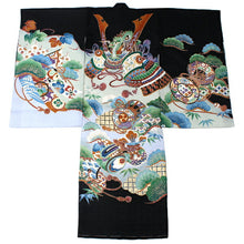 画像をギャラリービューアに読み込む, お宮参り 産着 男の子 黒 龍 兜 小槌 着物 長襦袢 セット 古典 七五三 3歳 5歳 祝着 のしめ うぶぎ 和装 和服 正装