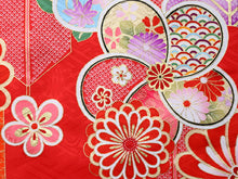 画像をギャラリービューアに読み込む, お宮参り 産着 女の子 赤 ねじ梅 ねじ菊 着物 長襦袢 セット 古典 七五三 3歳 祝着 のしめ うぶぎ 和装 和服 正装