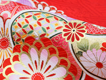 画像をギャラリービューアに読み込む, お宮参り 産着 女の子 赤 ねじ梅 ねじ菊 着物 長襦袢 セット 古典 七五三 3歳 祝着 のしめ うぶぎ 和装 和服 正装
