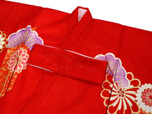 画像をギャラリービューアに読み込む, お宮参り 産着 女の子 赤 ねじ梅 ねじ菊 着物 長襦袢 セット 古典 七五三 3歳 祝着 のしめ うぶぎ 和装 和服 正装