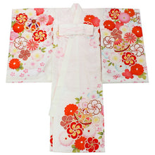 画像をギャラリービューアに読み込む, お宮参り 産着 女の子 白 ねじ梅 菊 鞠 着物 長襦袢 セット 古典 七五三 3歳 祝着 のしめ うぶぎ 和装 和服 正装