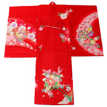画像をギャラリービューアに読み込む, お宮参り 産着 女の子 赤 手鞠 桜 梅 牡丹 着物 長襦袢 セット 古典 七五三 3歳 祝着 のしめ うぶぎ 和装 和服 正装