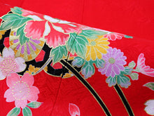 画像をギャラリービューアに読み込む, お宮参り 産着 女の子 赤 手鞠 桜 梅 牡丹 着物 長襦袢 セット 古典 七五三 3歳 祝着 のしめ うぶぎ 和装 和服 正装