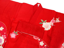 画像をギャラリービューアに読み込む, お宮参り 産着 女の子 赤 手鞠 桜 梅 牡丹 着物 長襦袢 セット 古典 七五三 3歳 祝着 のしめ うぶぎ 和装 和服 正装