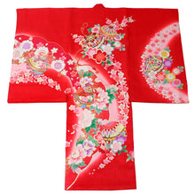 画像をギャラリービューアに読み込む, お宮参り 産着 女の子 赤 手鞠 桜 梅 牡丹 着物 長襦袢 セット 古典 七五三 3歳 祝着 のしめ うぶぎ 和装 和服 正装