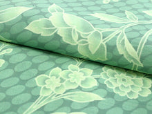 画像をギャラリービューアに読み込む, 洗える夏着物 コーディネートセット 4点セット Lサイズ 緑 花柄 きもの グレー 立涌 名古屋帯 薄抹茶 緑 正絹帯揚げ帯締め 紗 小紋 レディース 女性 プレタ 和装 和服