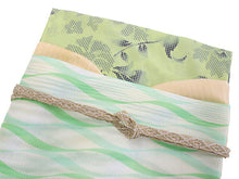 画像をギャラリービューアに読み込む, 洗える夏着物 コーディネートセット 4点セット Lサイズ 黄緑 花柄 きもの 緑 立涌 名古屋帯 杏子 からし 正絹帯揚げ帯締め 紗 小紋 レディース 女性 プレタ 和装 和服