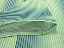 画像をギャラリービューアに読み込む, 洗える夏着物 コーディネートセット 4点セット Mサイズ 緑 縞 きもの 黄色 牡丹唐草 名古屋帯 薄抹茶 薄グレー 正絹帯揚げ帯締め 紗 小紋 レディース 女性 プレタ 和装 和服