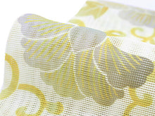 画像をギャラリービューアに読み込む, 洗える夏着物 コーディネートセット 4点セット Mサイズ 緑 縞 きもの 黄色 牡丹唐草 名古屋帯 薄抹茶 薄グレー 正絹帯揚げ帯締め 紗 小紋 レディース 女性 プレタ 和装 和服
