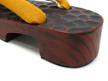 画像をギャラリービューアに読み込む, 下駄 レディース サンダル 浴衣 23.0 23.5 24.0 24.5 赤茶鎌倉彫 桐 台 からし色 麻 鼻緒 右近 女性 ラバー有