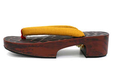 画像をギャラリービューアに読み込む, 下駄 レディース サンダル 浴衣 23.0 23.5 24.0 24.5 赤茶鎌倉彫 桐 台 からし色 麻 鼻緒 右近 女性 ラバー有