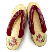 画像をギャラリービューアに読み込む, 下駄 レディース サンダル 浴衣 23.0 23.5 24.0 24.5 イエローベージュ 桐 台 赤 ビーズ 綿 鼻緒 右近 女性 ラバー有