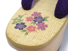 画像をギャラリービューアに読み込む, 下駄 レディース サンダル 浴衣 23.0 23.5 24.0 24.5 イエローベージュ 桐 台 紫 ビーズ 綿 鼻緒 右近 女性 ラバー有