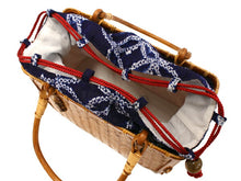 画像をギャラリービューアに読み込む, かごバッグ レディース 夏 バッグ 単品 浴衣 竹 編み 茶色 かご 紺 七宝 有松鳴海絞 巾着 女性 バッグ カゴ 籠 きんちゃく ゆかた 浴衣バッグ 手提げ 和装 和服 レトロ あす楽