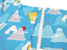 画像をギャラリービューアに読み込む, 子供 甚平 男の子 綿 90 2歳 3歳 水色 富士山 おにぎり 木綿 じんべい 単品 こども キッズ ジュニア 和服 部屋着 送料無料 七夕 祭 花火 夏 涼しい