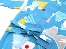 画像をギャラリービューアに読み込む, 子供 甚平 男の子 綿 90 2歳 3歳 水色 富士山 おにぎり 木綿 じんべい 単品 こども キッズ ジュニア 和服 部屋着 送料無料 七夕 祭 花火 夏 涼しい