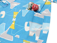 画像をギャラリービューアに読み込む, 子供 甚平 男の子 綿 90 2歳 3歳 水色 富士山 おにぎり 木綿 じんべい 単品 こども キッズ ジュニア 和服 部屋着 送料無料 七夕 祭 花火 夏 涼しい