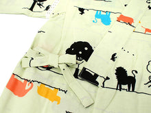 画像をギャラリービューアに読み込む, 子供 甚平 男の子 綿 100 3歳 4歳 イエロー ライオン キリン ゾウ 動物 木綿 じんべい 単品 こども キッズ ジュニア 和服 部屋着 送料無料 七夕 祭 花火 夏 涼しい