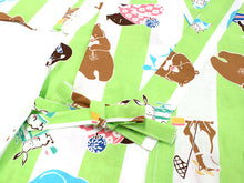画像をギャラリービューアに読み込む, 子供 甚平 男の子 綿 90 2歳 3歳 黄緑 白 縞 クマ ゾウ うさぎ 動物 WADATHI 木綿 じんべい 単品 こども キッズ ジュニア 和服 部屋着 送料無料 七夕 祭 花火 夏 涼しい