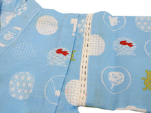 画像をギャラリービューアに読み込む, 子供 甚平 男の子 綿 90 2歳 3歳 水色 富士山 かき氷 金魚 ジーンズ 木綿 じんべい 単品 こども キッズ ジュニア 和服 部屋着 送料無料 七夕 祭 花火 夏 涼しい
