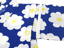 画像をギャラリービューアに読み込む, 子供 甚平 女の子 綿 90 2歳 3歳 青 花 リップル 木綿 じんべい 単品 こども キッズ ジュニア 和服 部屋着 送料無料 七夕 祭 花火 夏 涼しい