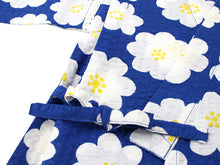 画像をギャラリービューアに読み込む, 子供 甚平 女の子 綿 90 2歳 3歳 青 花 リップル 木綿 じんべい 単品 こども キッズ ジュニア 和服 部屋着 送料無料 七夕 祭 花火 夏 涼しい