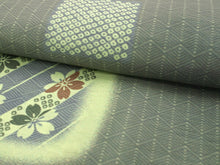 画像をギャラリービューアに読み込む, 洗える夏着物 コーディネートセット 4点セット Lサイズ 緑灰 桜 鹿の子 きもの 薄ピンク 流水 名古屋帯 薄橙 濃ピンク 正絹帯揚げ帯締め 薄物 小紋 レディース 女性 プレタ 和装 和服