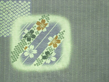 画像をギャラリービューアに読み込む, 洗える夏着物 コーディネートセット 4点セット Lサイズ 緑灰 桜 鹿の子 きもの 薄ピンク 流水 名古屋帯 薄橙 濃ピンク 正絹帯揚げ帯締め 薄物 小紋 レディース 女性 プレタ 和装 和服