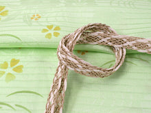 画像をギャラリービューアに読み込む, 洗える夏着物 コーディネートセット 4点セット Lサイズ 緑 花 きもの 白 菱 名古屋帯 黄緑 ベージュ 正絹帯揚げ帯締め 薄物 小紋 レディース 女性 プレタ 和装 和服