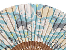 画像をギャラリービューアに読み込む, 扇子 青 猫 エコ ギフト プレゼント 贈り物 春 夏 せんす 和装小物 雑貨 暑さ対策 節電 エコ 飛沫防止 あす楽 ネコポス