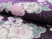 画像をギャラリービューアに読み込む, 洗える夏着物 コーディネートセット 4点セット Lサイズ 紫 花 きもの 白 芝 名古屋帯 ミントグリーン 正絹帯揚げ帯締め 霰 薄紫 薄物 小紋 レディース 女性 プレタ 和装 和服